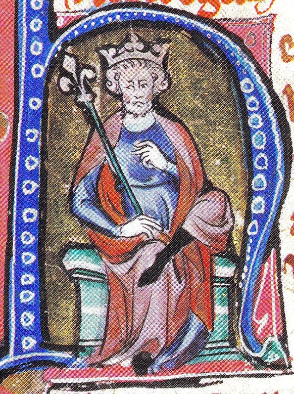 Knut der Große, Illustration aus einer mittelalterlichen Handschrift.