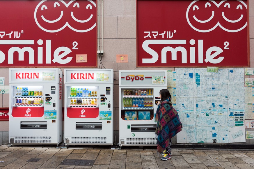 Das könnte überall sein in Japan. Automaten, Automaten, Automaten.