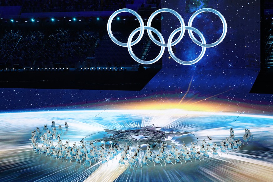 epa09728019 A performance is under way during the opening ceremony of the Beijing 2022 Winter Olympic Games at the National Stadium in Beijing, China, 04 February 2022. EPA/YONHAP SOUTH KOREA OUT