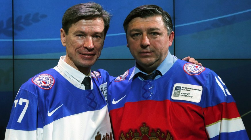 Gab es (fast immer) nur als Doppelpack: Bykow und Chomutow werden anlässlich der WM 2014 in die Ruhmeshalle des Eishockeys aufgenommen.