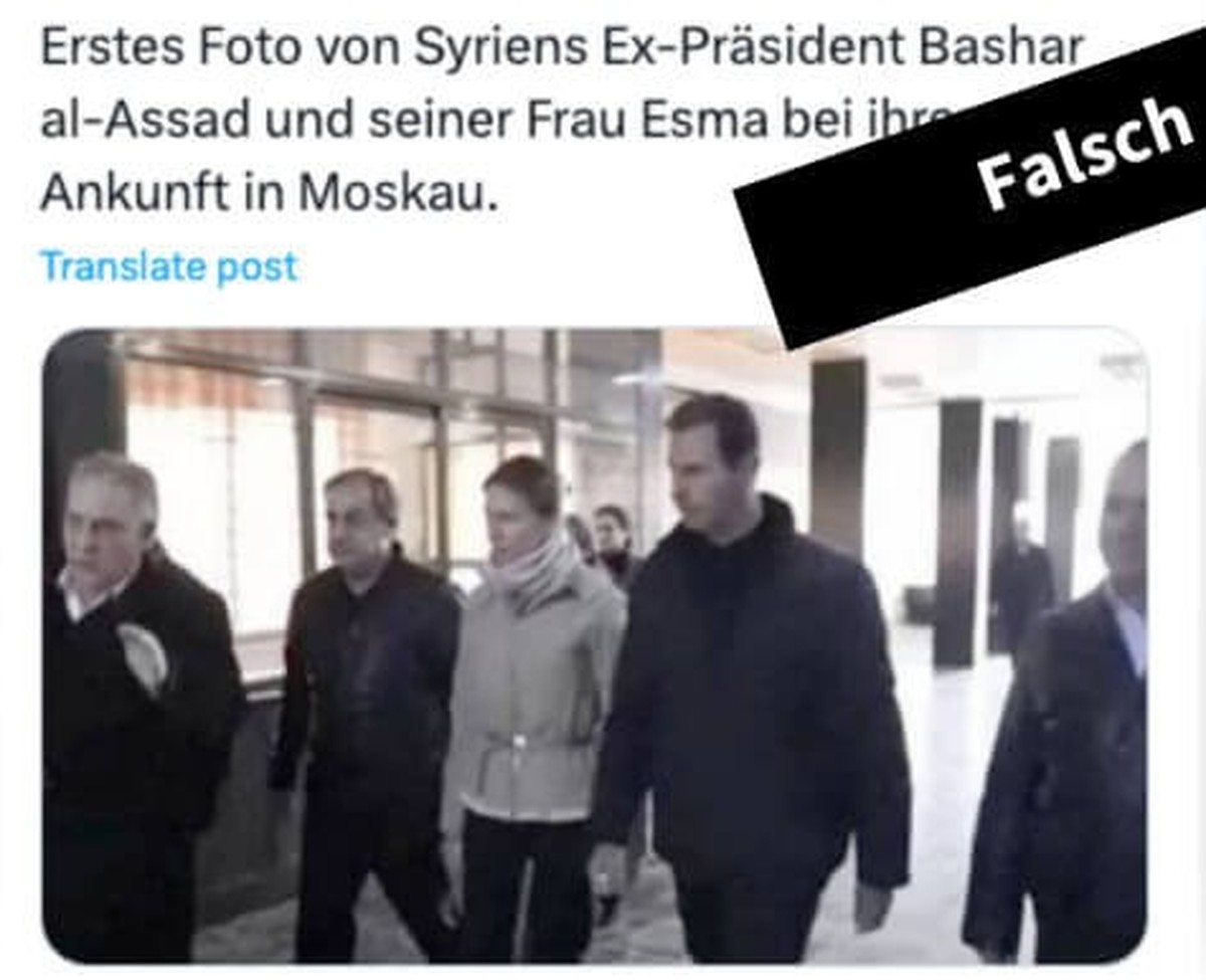 Dieses Bild ist alt und zeigt nicht, wie behauptet, Baschar al-Assad und seine Frau bei ihrer Ankunft in Moskau.