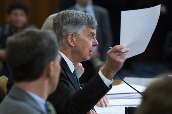 epa07993895 Charge d&#039;Affaires at the US embassy in Ukraine Bill Taylor (R) testifies beside Deputy Assistant Secretary of State for Europe and Eurasia George Kent (L) during the House Permanent S ...