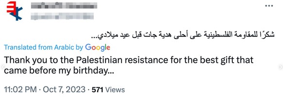 Uni Bern, Hamas-Post auf X