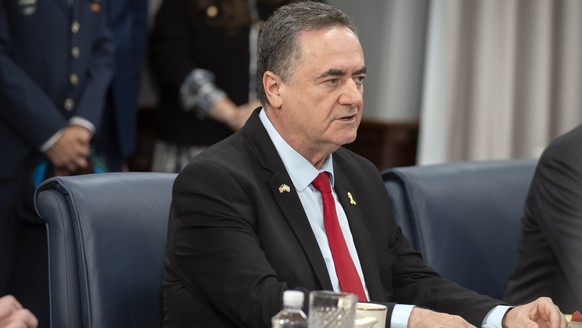 FILE - Israeli Defense Minister Israel Katz speaks during a meeting with Secretary of Defense Pete Hegseth at the Pentagon on July 18, 2025, in Washington. (AP Photo/Mark Schiefelbein, File)
Israel Ka ...