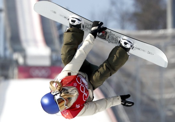 epa06551788 Anna Gasser of Austria in action during the Women&#039;s Snowboard Big Air final at the Alpensia Ski Jumping Centre during the PyeongChang 2018 Olympic Games, South Korea, 22 February 2018 ...