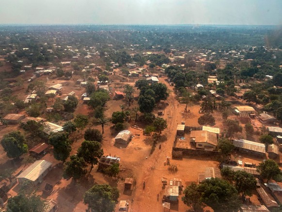 FILE - An arial view of Bangui, Central African Republic, is seen on March. 8, 2024. (AP Photo/Sam Mednick, File)
Central African Republic-Migrants