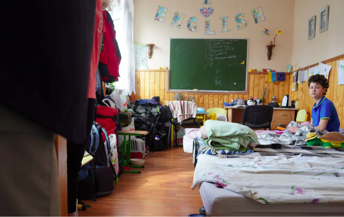 In den Schulzimmern sind Familien untergebracht.