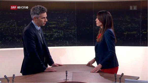 Dauergast im Deutschschweizer Fernsehen: Marcel Salathé im Gespräch mit «10vor10»-Moderatorin Susanne Wille.