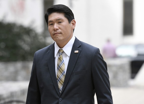 FILE - U.S. Attorney Robert Hur arrives at U.S. District Court in Baltimore, Nov. 21, 2019. Robert Hur, the former Trump-appointed U.S. attorney in Maryland, will lead the investigation, taking over f ...