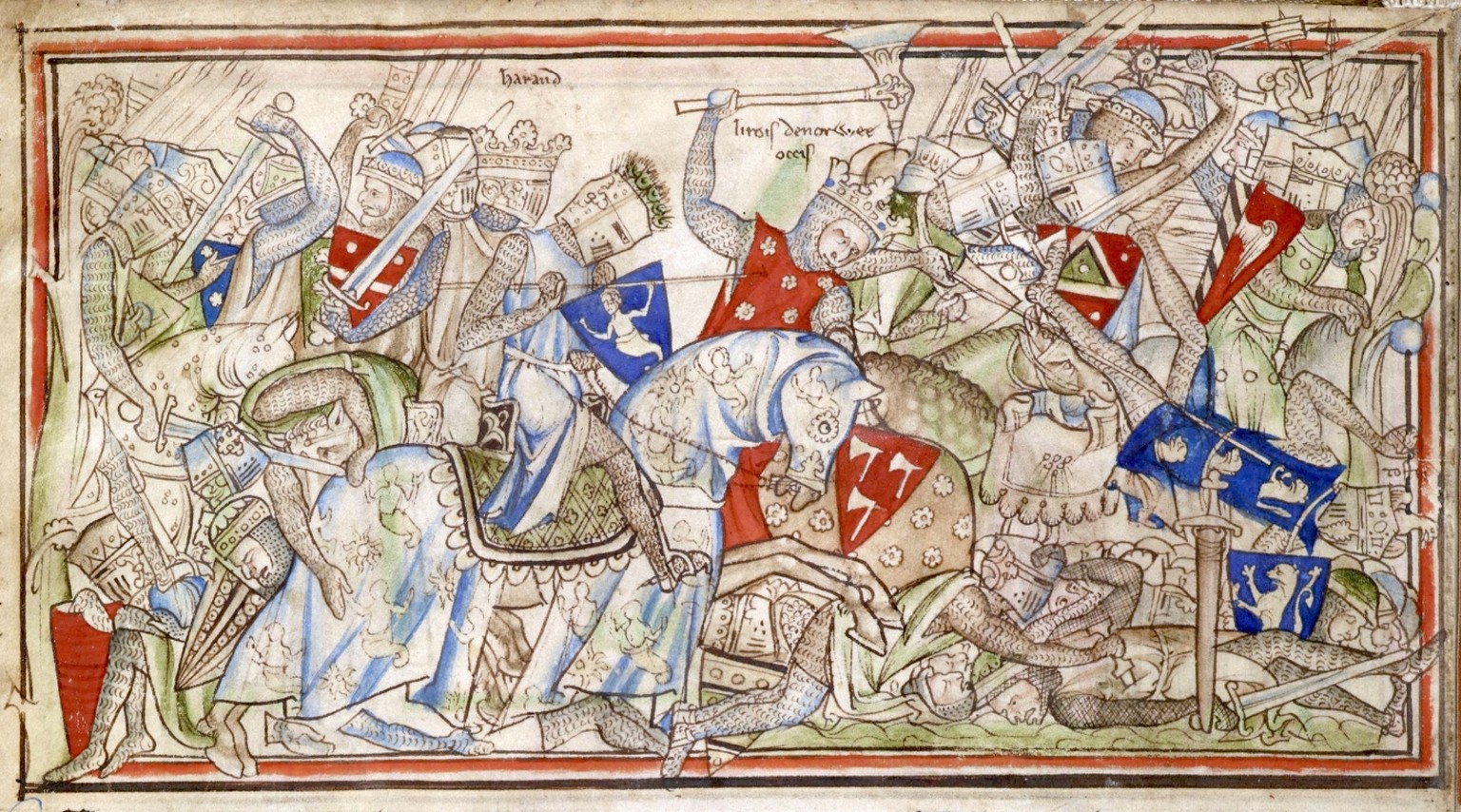 So blickte man im 13. Jahrhundert auf die Schlacht bei Stamford Bridge: Abbildung aus der Vita Eduards des Bekenners.  