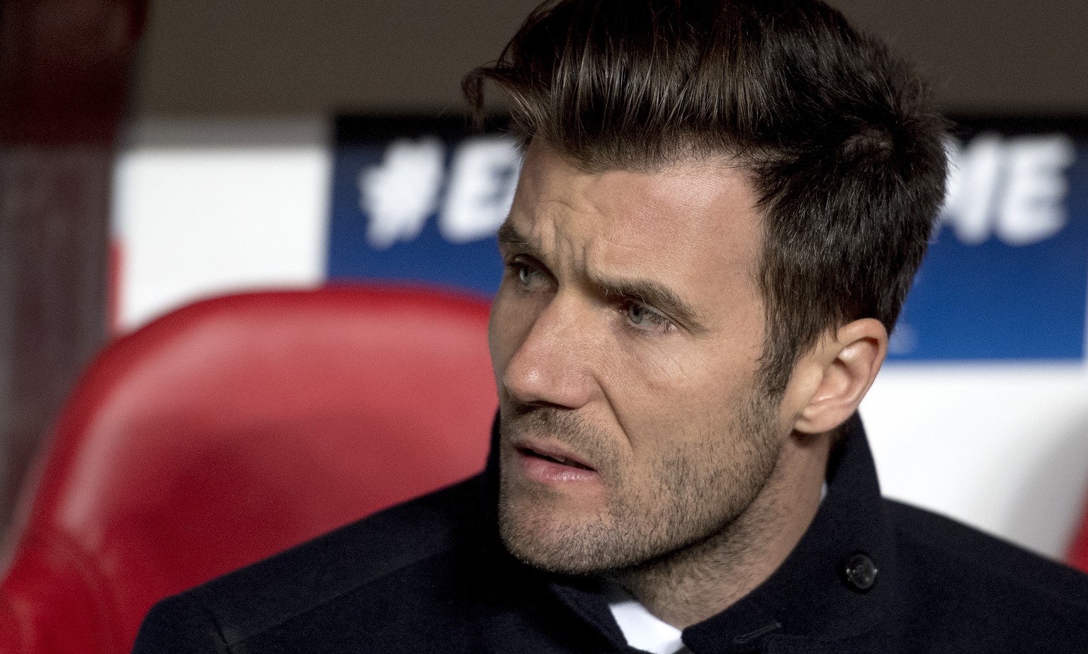 Basel&#039;s head coach Raphael Wicky during the UEFA Champions League Group stage Group A matchday 6 soccer match between Portugal&#039;s SL Benfica and Switzerland&#039;s FC Basel 1893 in Benfica&#0 ...