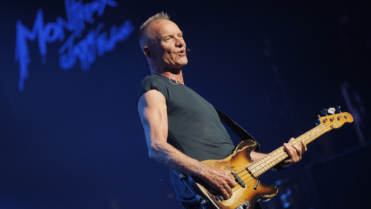 epa13087483 British singer Sting performs on the Stravinski stage during the 60th Montreux Jazz Festival (MJF) in Montreux, Switzerland, 04 July 2026. The MJF runs from 03 to 18 July 2026. EPA/Valenti ...