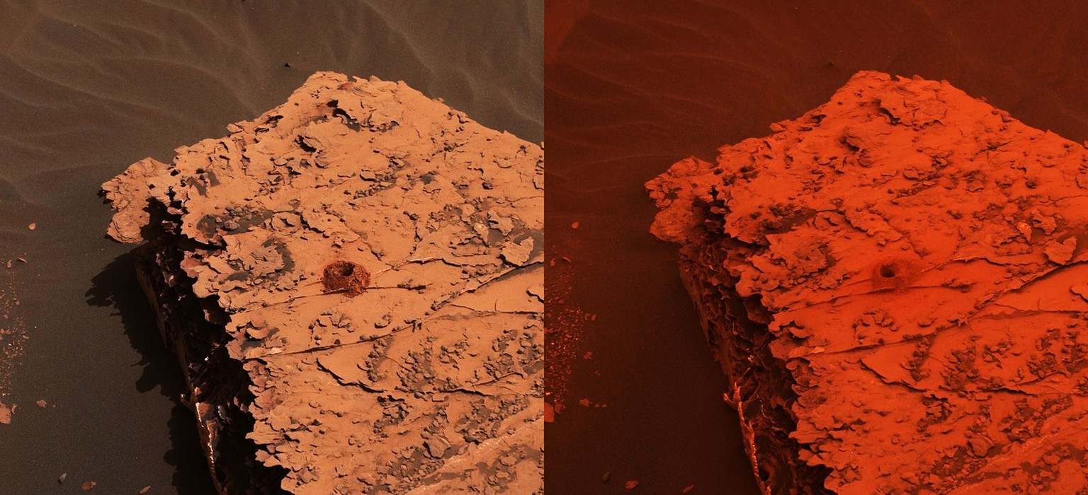 Lichtverhältnisse auf dem Mars vor und bei einem Sandsturm