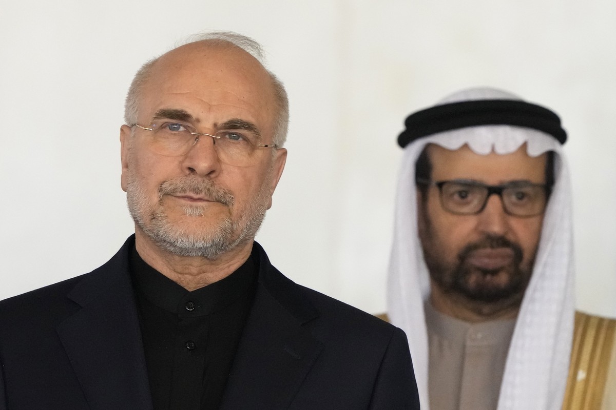 Mohammad Bagher Ghalibaf, a lawmaker from Iran, poses during a group photo at the 11th BRICS Parliamentary Forum held at the Federal Senate in Brasilia, Brazil, Wednesday, June 4, 2025. (AP Photo/Eral ...