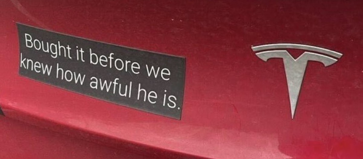 Tesla - we bought it before we knew how awful Elon is.