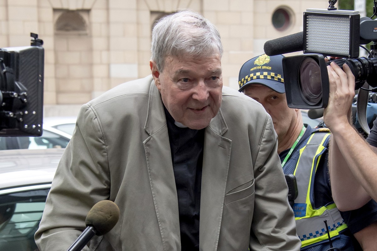 FILE - In this Feb. 26, 2019, file photo, Cardinal George Pell arrives at the County Court in Melbourne, Australia. Australia's highest court agreed Wednesday Nov. 13, 2019, to hear an appeal fro ...