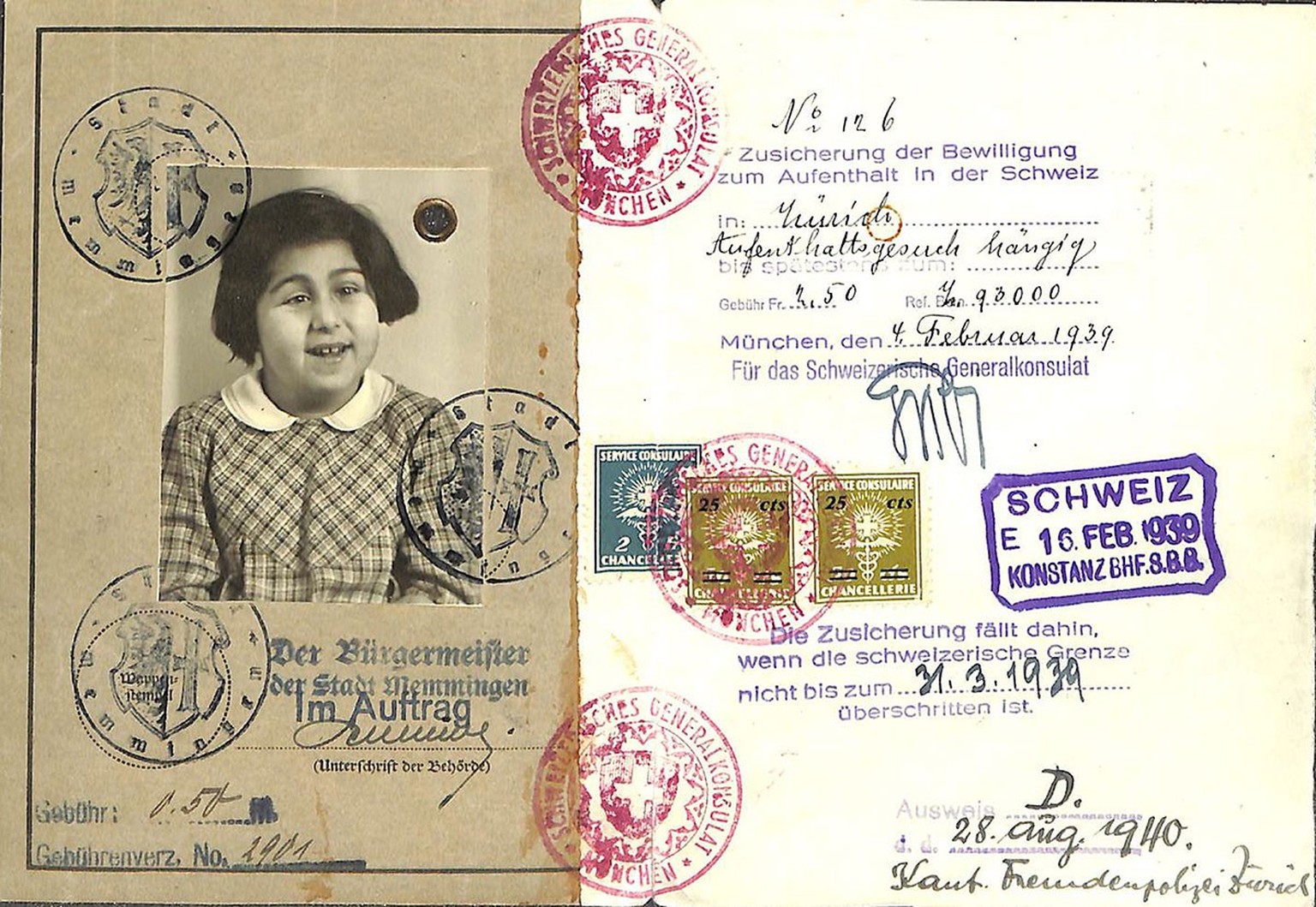 Child identity card by Anneliese Laupheimer, 1940s.