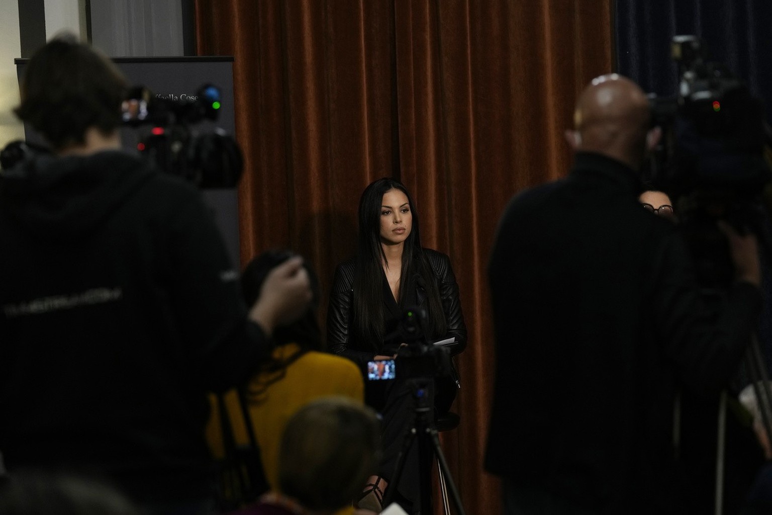 Karima el-Mahroug, the woman at the centre of former Premier Silvio Berlusconi sex scandals, holds a press conference to present her book the day after her acquittal along with Berlusconi and 27 other ...