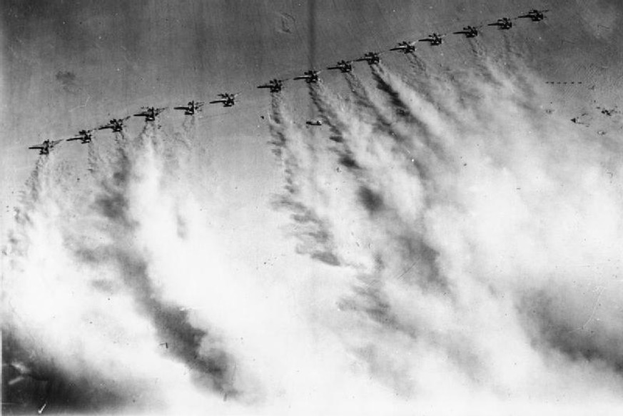 Royal Air Force- Operations in the Middle East and North Africa, 1940-1943.
The "Boston Shuttle" (1): a squadron of Douglas Boston Mark IIIs of No. 3 Wing SAAF positioned for their famous si ...