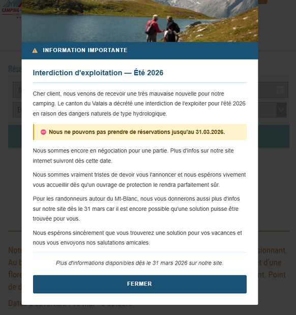 La Fouly Campingplatz geschlossen