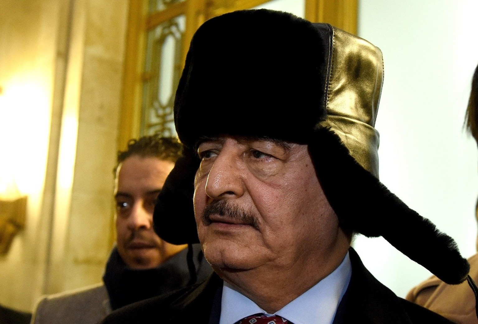epa05651949 Commander of the Libyan National Army, General Khalifa Haftar leaves the Russian Foreign Ministry office after his meeting with Russian Foreign Minister Sergei Lavrov in Moscow 29 November ...