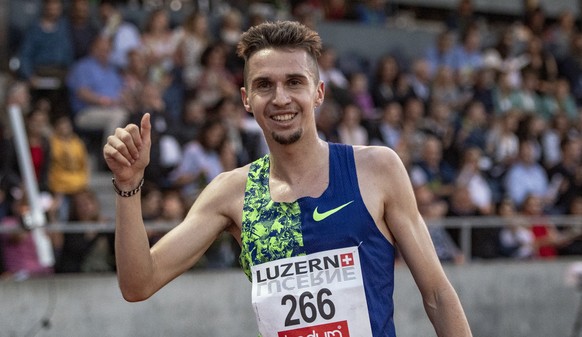 epa07706255 Julien Wanders from Switzerland after the Men 3000m race at the International Athletics Meeting in Lucerne, Switzerland, Tuesday, July 9, 2019. EPA/Urs Flueeler
