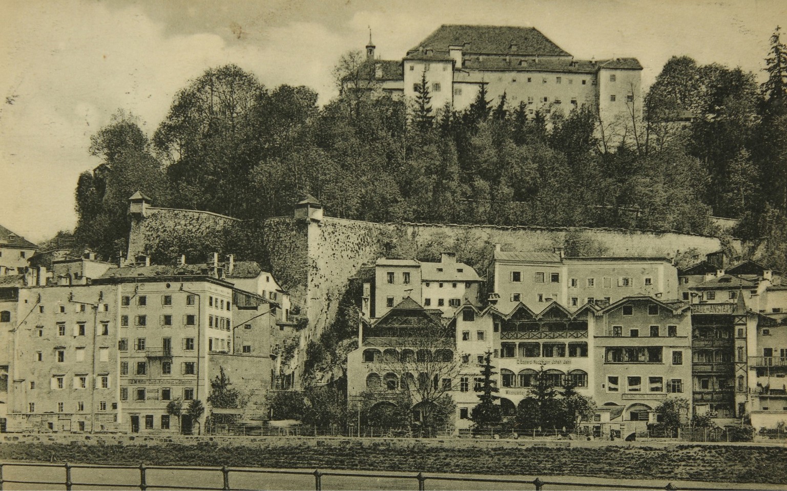 Salzburg. Kapuzinerberg seen from Rudolfskai. 1912. Collotype. Photograph. Publishing by &gt;Männer-Ortsgruppe Salzburg des Vereines Südmark&lt;. (Photo by Austrian Archives/Imagno/Getty Images)