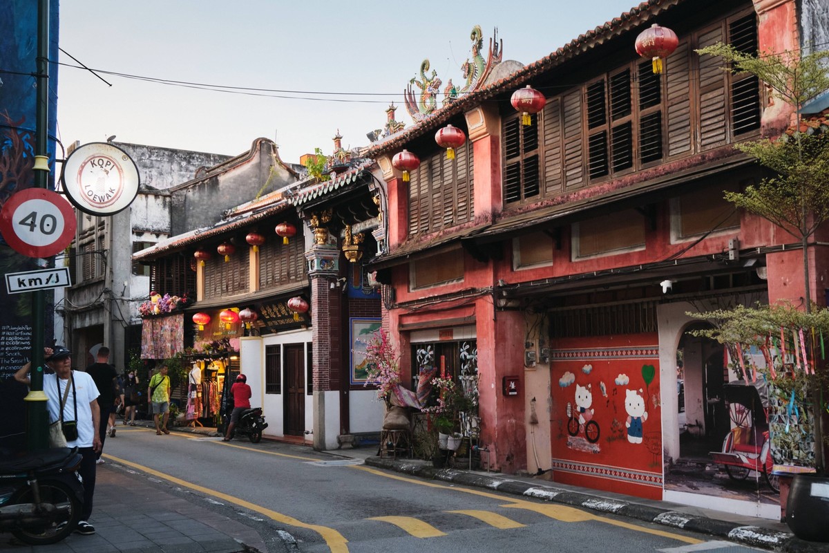 A traditional shopping street in Georgetown in Penang, Malaysia Malaysia, Penang, George Town R_ANDI260414-1996452-01 EDITORIAL USE ONLY