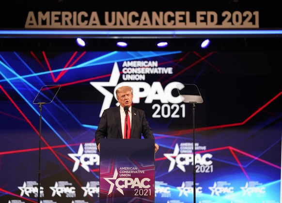 Former president Donald Trump speaks at the Conservative Political Action Conference (CPAC) Sunday, July 11, 2021, in Dallas. (AP Photo/LM Otero)
Donald Trump