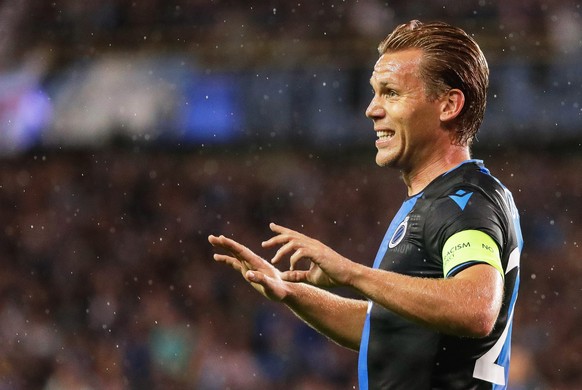 epa07800126 Ruud Vormer of Club Brugge reacts during the UEFA Champions League playoff, second leg soccer match between Club Brugge and LASK in Bruges, Belgium, 28 August 2019. EPA/STEPHANIE LECOCQ