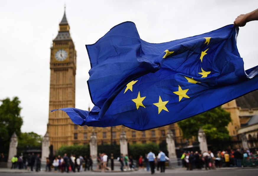 epa05525727 Pro Remain EU supporters protest outside parliament in London, Britain, 05 September 2016. Brexit Minister David Davis&#039; is delivering a statement to the Commons on the government&#039 ...