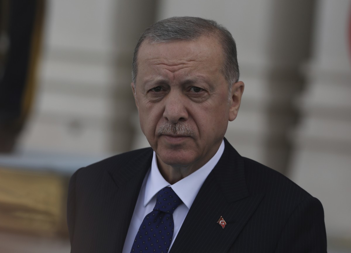 Turkish President Recep Tayyip Erdogan arrives for an official welcome ceremony, in Ankara, Turkey, Wednesday, June 8, 2022. Erdogan on Thursday warned Greece to demilitarize islands in the Aegean, sa ...