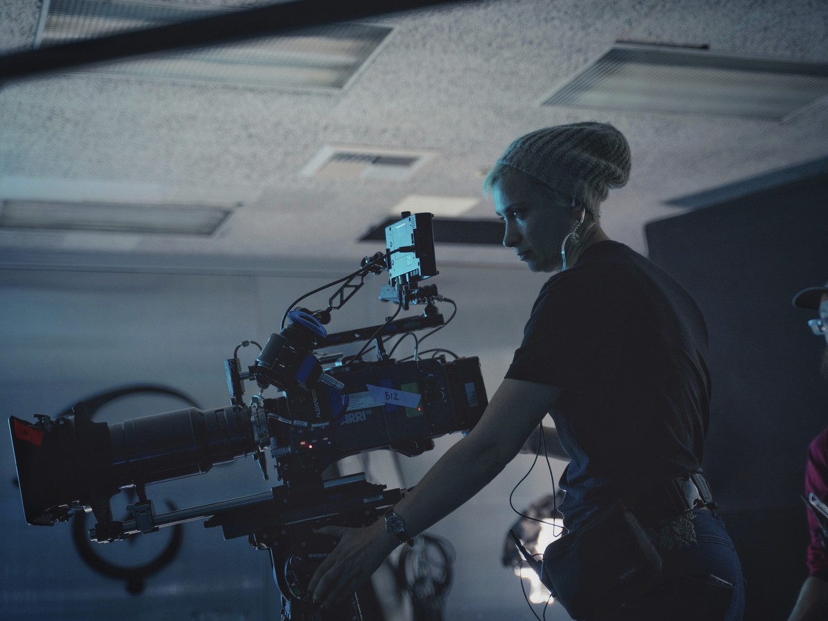This photo provided by Jack Caswell shows director of photography Halyna Hutchins on the set of "Archenemy" on Dec. 17, 2019, in Los Angeles. Hutchins was fatally shot by Alec Baldwin Thursd ...