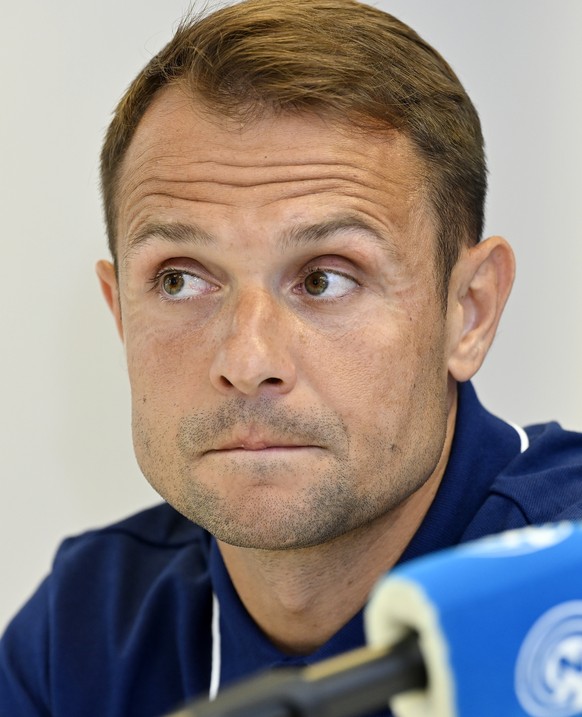 Amir Abrashi, Capitain der 1. Mannschaft an einer Medienkonferenz von GC in Zuerich am Mittwoch, 8. Juli 2026. Nach 2,5 Jahren kommt es beim Grasshopper Club Zuerich zum naechsten Besitzerwechsel. Der ...