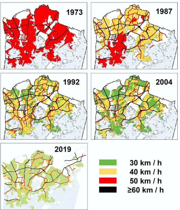 Die grünen Tempo-30-Zonen weiten sich in Helsinki immer weiter aus.