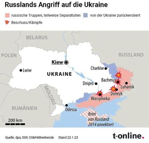 War in Ukraine: the current course of the front.
