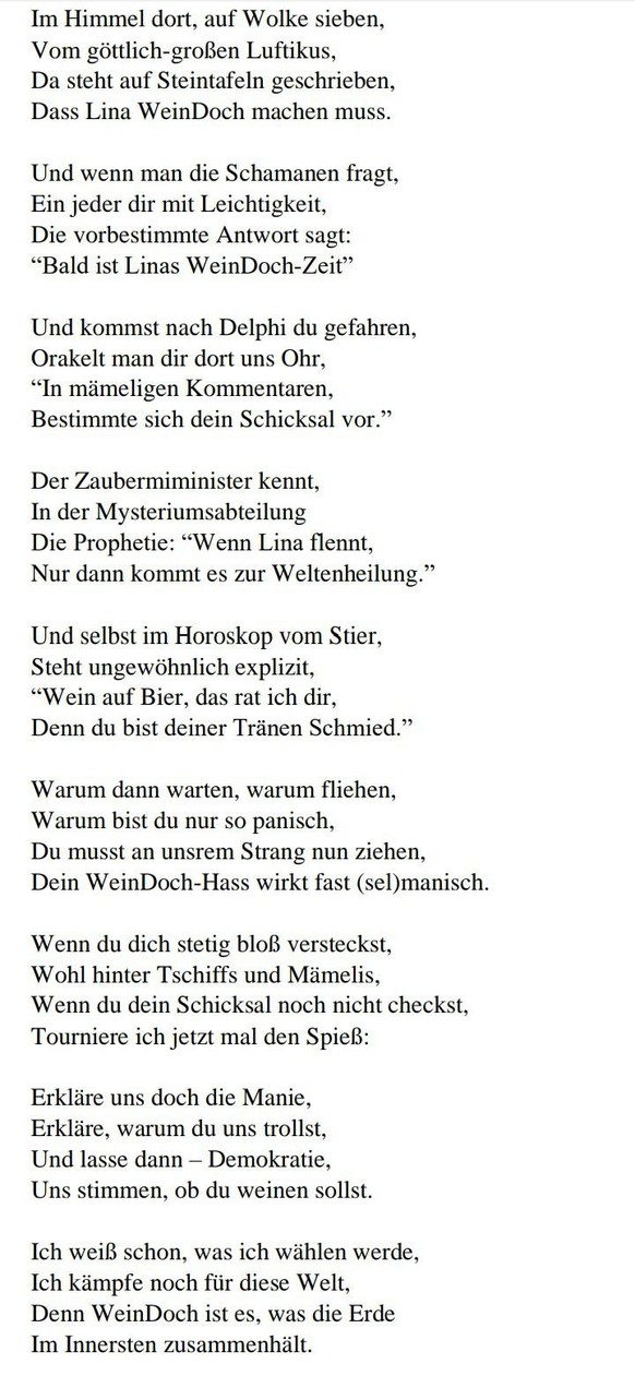 PICDUMP Nummer 369. Höhö. Hö.\nNach einiger Pause (ich war auf Urlaub in der Schweiz, habe ich nun ein neues Gedicht. Mein Angebot an Lina war übrigens durchaus ernst gemeint: Du kriegst ein seeeeeehr ...