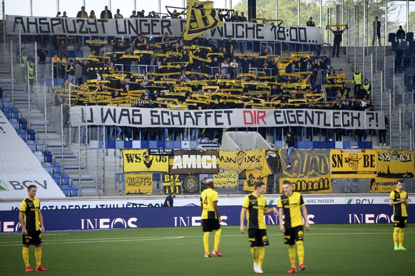 Les supporters bernois se plaignent de l&#039;horaire du match (18h00) en semaine avant la rencontre de football de Super League entre FC Lausanne-Sport, LS, et BSC Young Boys, YB, ce mercredi 22 sept ...