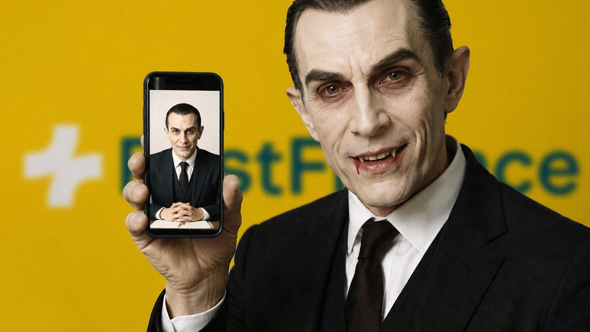 Un vampire qui se fait passer pour un employé de Postfinance.