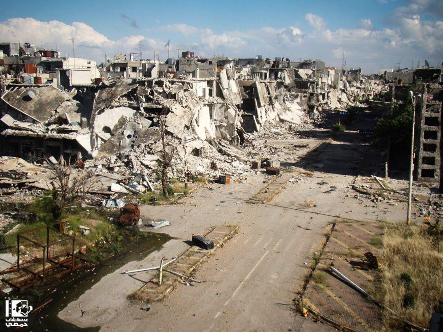 Homs am 13. Mai 2013:&nbsp;Die Rebellenhochburg wurde seit Anfang 2012 wiederholt von der Armee angegriffen. Grosse Teile der Stadt liegen in Schutt und Asche.&nbsp;