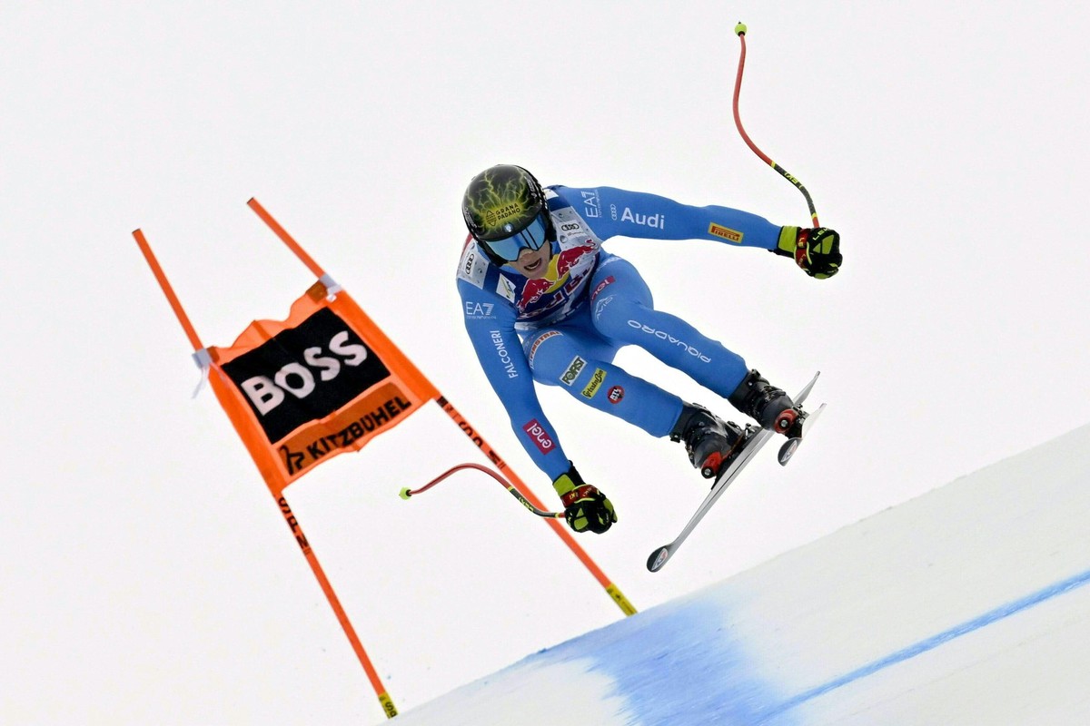 Giovanni Franzoni en action sur la Streif de Kitzbühel.