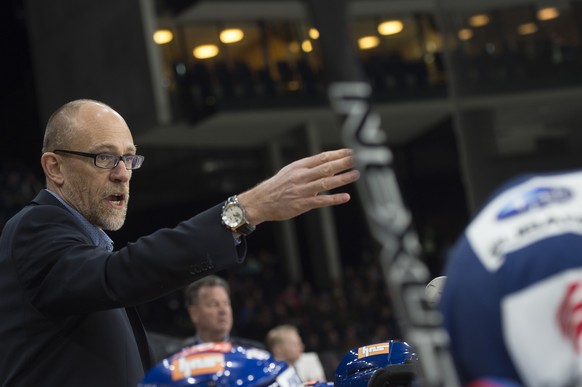 Zuerichs Trainer Hans Kossmann im Eishockey Meisterschaftsspiel der National League zwischen den ZSC Lions und dem EHC Biel, am Dienstag, 5. Maerz 2018, im Zuercher Hallenstadion. (KEYSTONE/Melanie Du ...