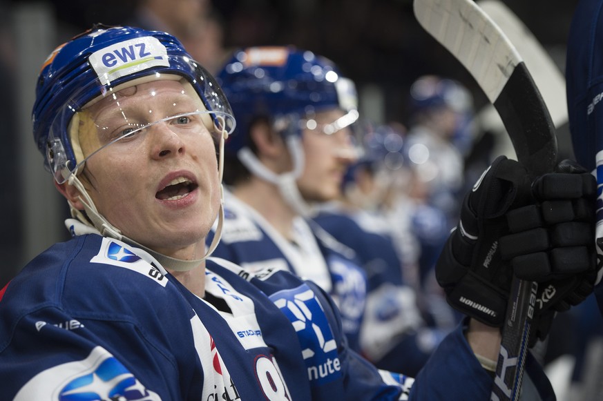 Zuerichs Ronalds Kenins im Eishockey Meisterschaftsspiel der National League zwischen den ZSC Lions und dem EHC Biel, am Dienstag, 5. Maerz 2018, im Zuercher Hallenstadion. (KEYSTONE/Melanie Duchene)