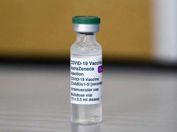 FILE - In this Sunday, March 21, 2021, file photo, is a vial of of the AstraZeneca COVID-19 vaccine at the Guru Nanak Gurdwara Sikh temple, on the day the first Vaisakhi Vaccine Clinic is launched, in ...