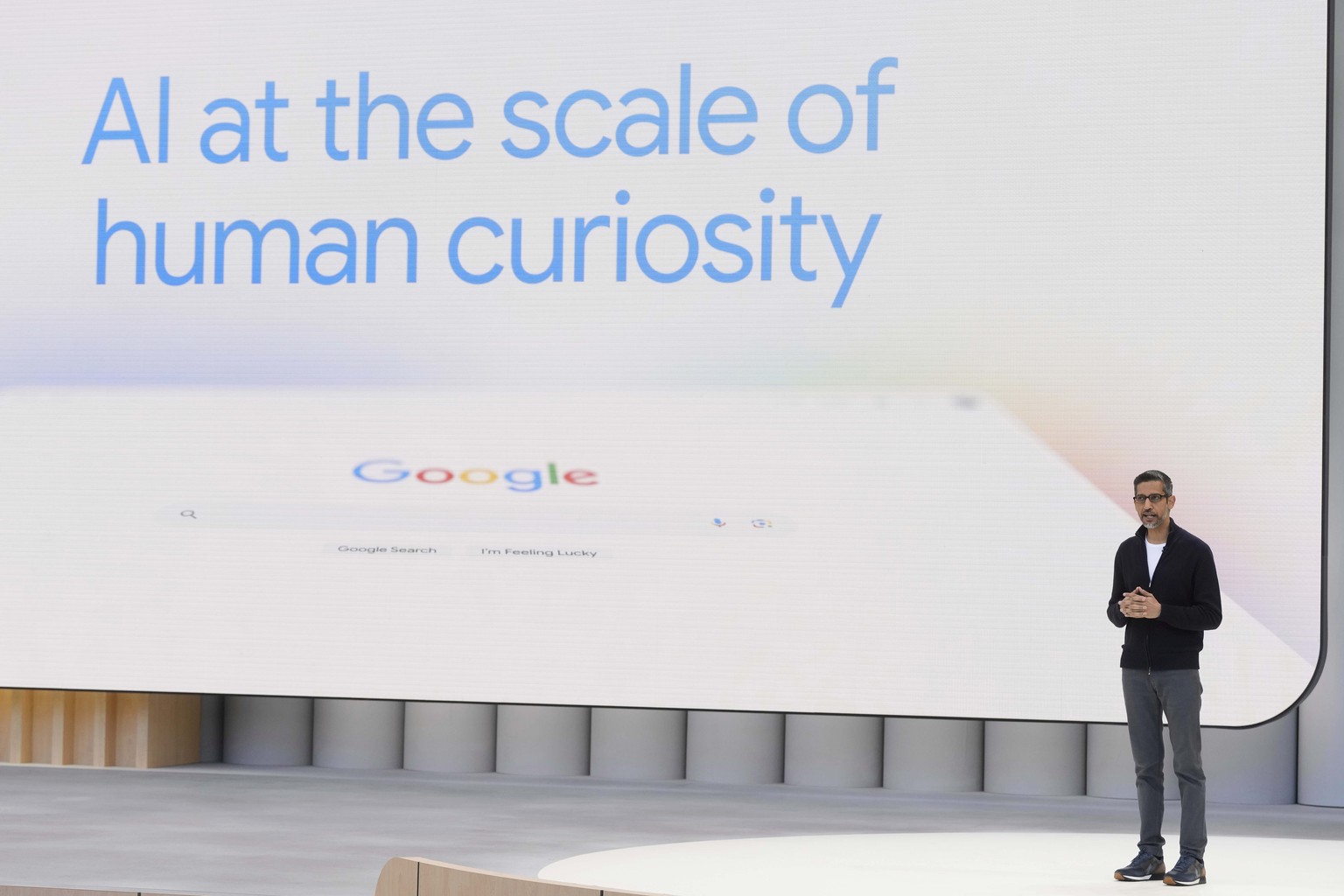 Alphabet CEO Sundar Pichai speaks at a Google I/O event in Mountain View, Calif., Tuesday, May 20, 2025. (AP Photo/Jeff Chiu)
Sundar Pichai