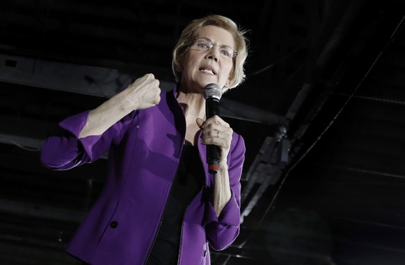 epa07424051 Democratic candidate for US President, Massachusetts Senator Elizabeth Warren speaks at a campaign rally in Long Island City, Queens in New York, 08 March 2019. 
Currently Warren is one o ...