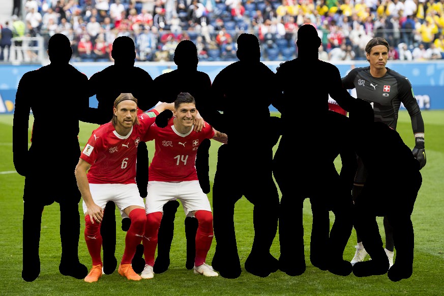 Die Schweizer Nationalmannschaft vor dem Spiel gegen Schweden – ohne Doppelbürger.