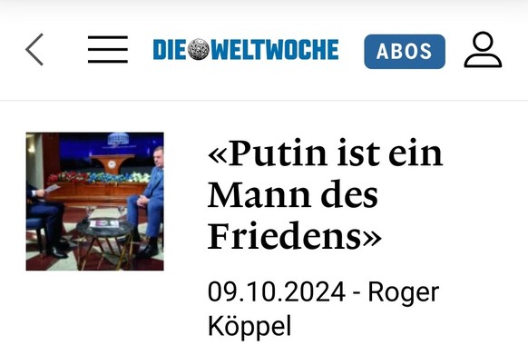 Dieser halbnackte KI-Putin sorgt im Kreml für Empörung\n...das hier, das ist keine Satire. Diese Meinung ist Realität. Realität in den Köpfen vieler Rechten von SVP, über AfD und wie sie alle heissen. ...