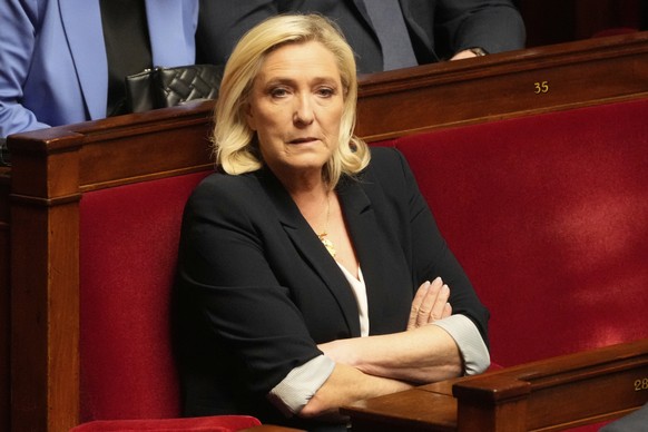 French far-right leader Marine Le Pen reacts at the National Assembly during a session Tuesday, April 1, 2025 in Paris. (AP Photo/Michel Euler)
France Far Right