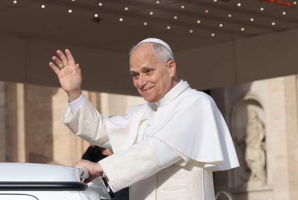 epa12604481 Pope Leo XIV greets attendees during the Jubilee Audience in St. Peter's Square, in Vatican City, 20 December 2025. EPA/MASSIMO PERCOSSI